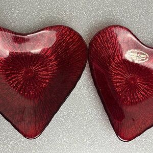 Godinger Red Heart Glass Plates